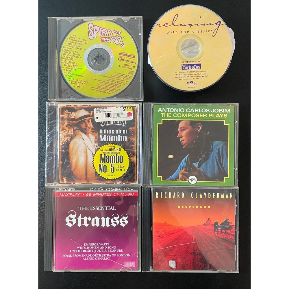 Eclectic Assortment Of CD's Lot Of 6 Clayderman, Strauss, Jobim, Lou‎ Bega, 60's
